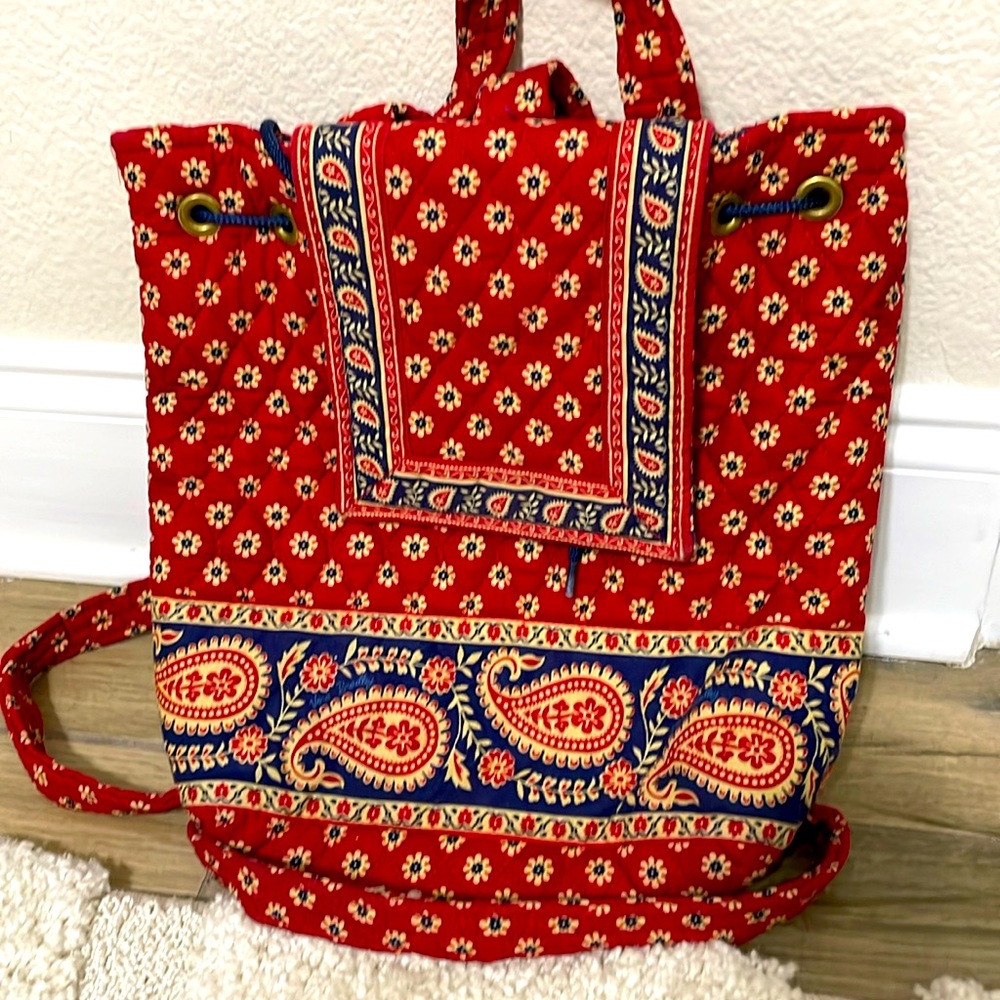 Vera Bradley retired red paisley print back pack